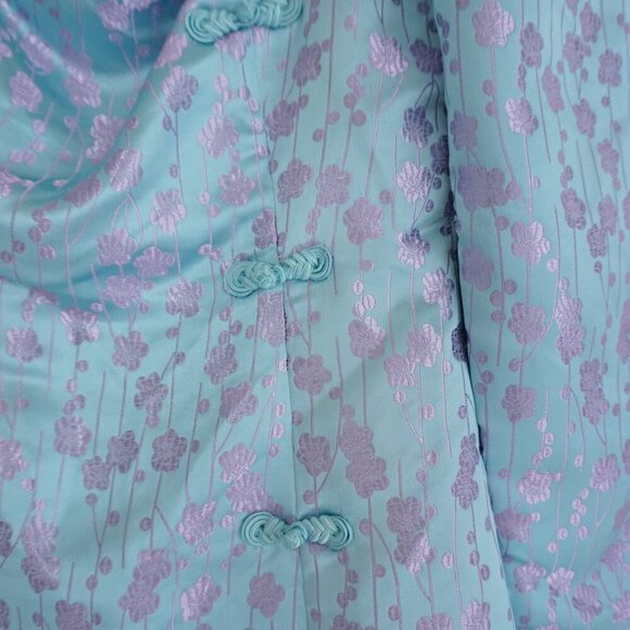 Sau Lee Jen Chinese Jacquard Blue w Purple Floral Mini Dress 6 - Picture 7 of 14